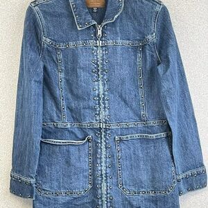 LUCKY BRAND Star Embellished Grommet barn denim Jacket. Size Small - NEW - $160
